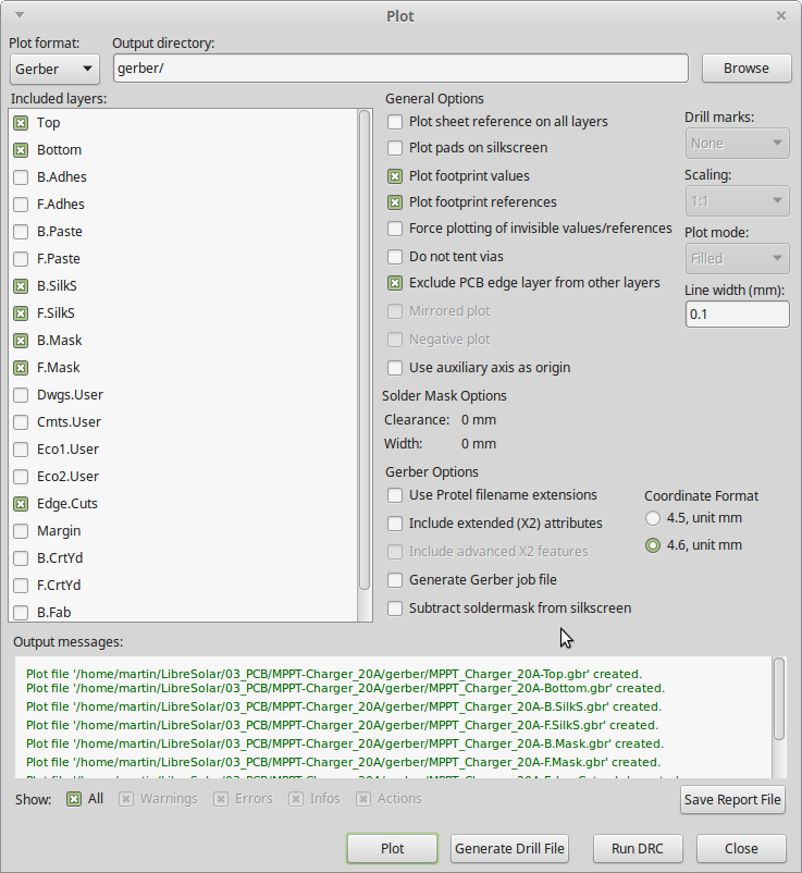 Gerber Export Settings